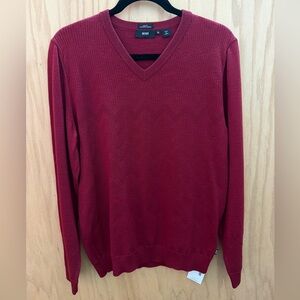 Hugo Boss Men’s V-Neck Wool Sweater in Rich Red